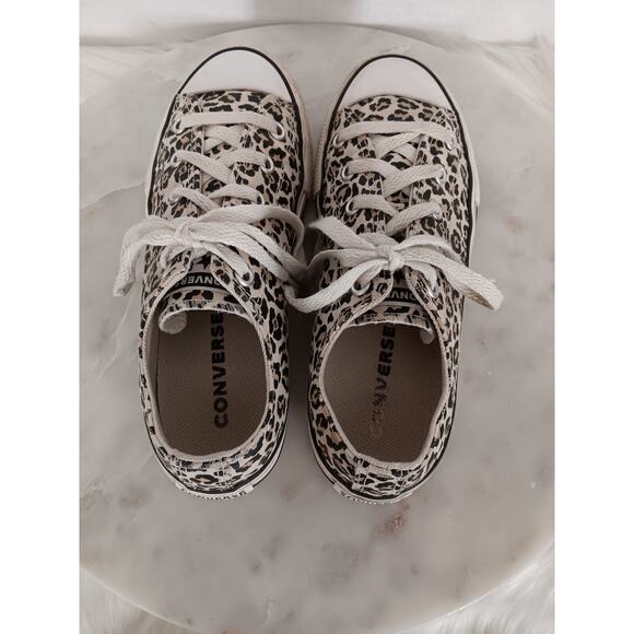 Converse All Star Low OX Youth Size 2 Sneaker Cheetah Print 366297F - Picture 8 of 13